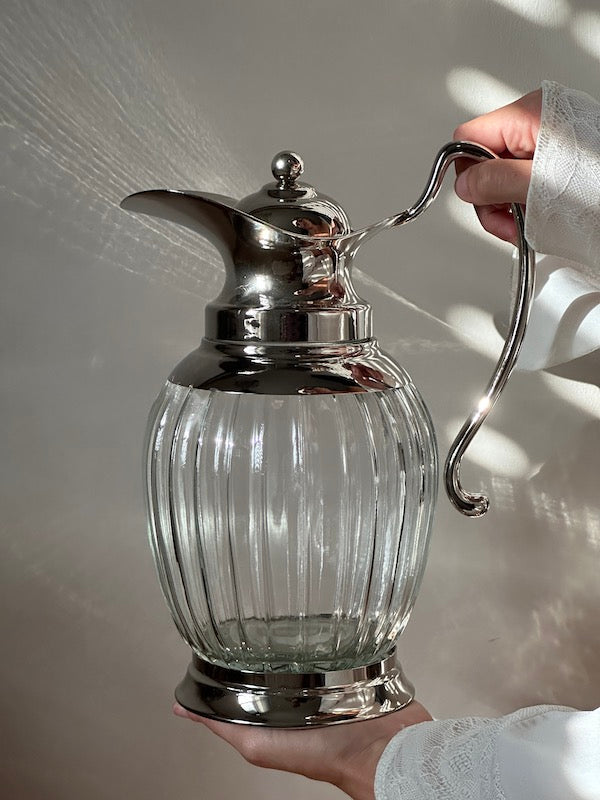 Taormina Glass Beverage Pitcher with Nickel-Plated Lid