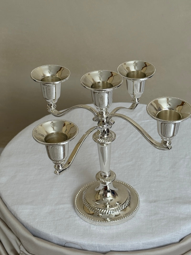 פמוט 5 קנים קטן Umbria בציפוי כסף