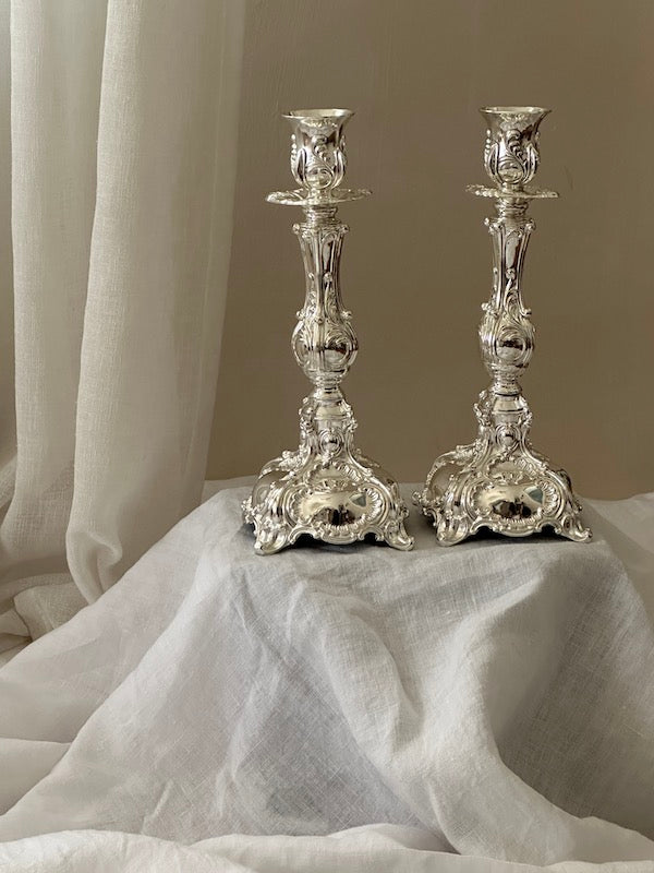 Tall Colmar Silver-Plated Candlesticks