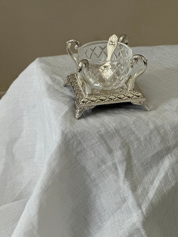 Côte d'Azur Silver-Plated Salt and Spice Serving Dish with Glass Bowl and Spoon