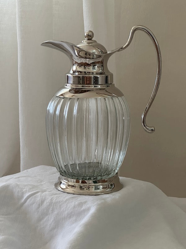 Taormina Glass Beverage Pitcher with Nickel-Plated Lid