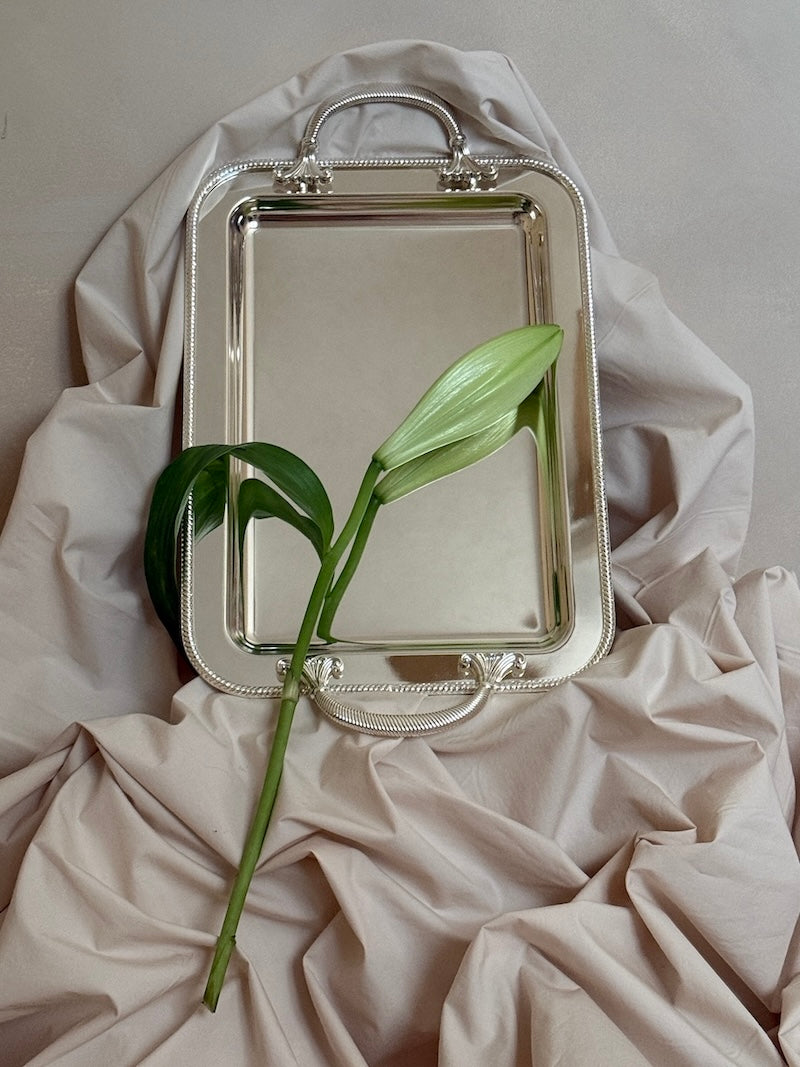 Umbria Medium Rectangular Silver-Plated Tray with Handles