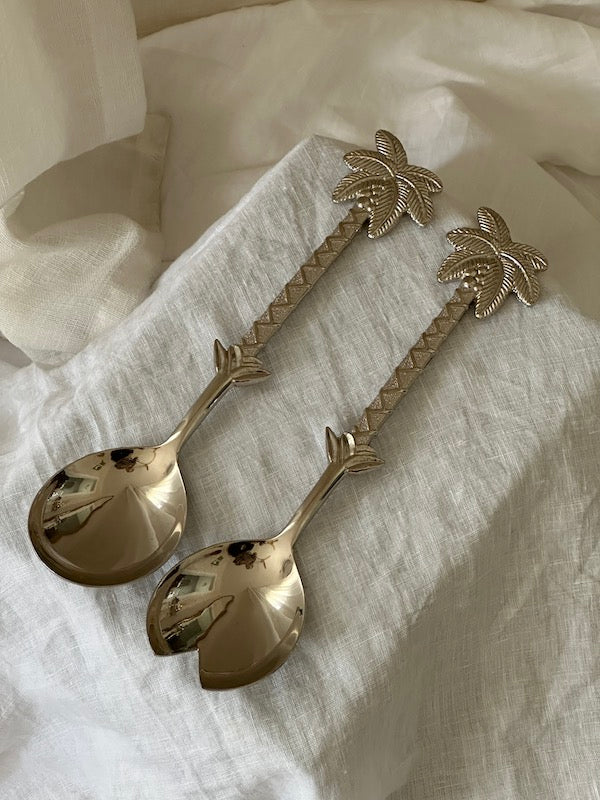 Palmier Salad Serving Set – Nickel Plated