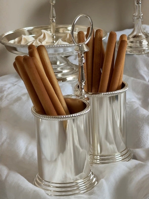 Umbria Set of Two Silver-Plated Serving Vessels with Carry Handle