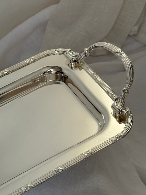 Medium Rectangular Château Silver-Plated Tray with Handles