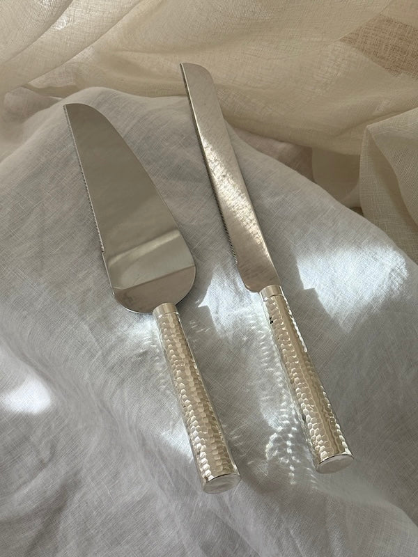 Épernay Nickel-Plated Cake Serving Set – Knife and Serving Spoon
