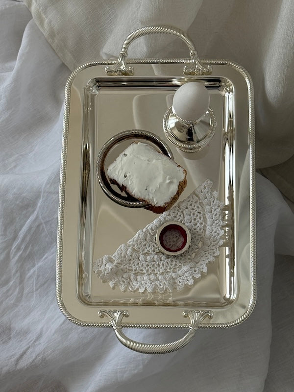 Umbria Medium Rectangular Silver-Plated Tray with Handles