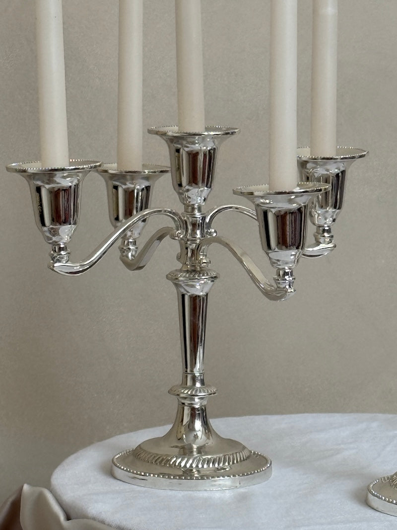 פמוט 5 קנים קטן Umbria בציפוי כסף