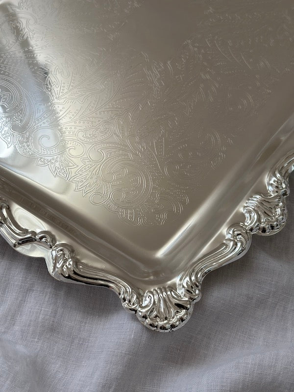 Large Sea Shell Nickel-Plated Tray with Shell Décor
