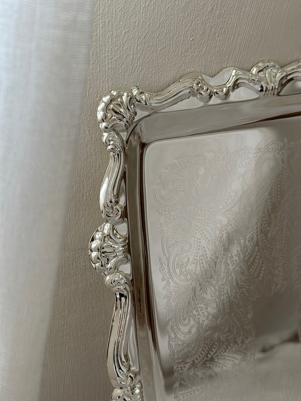 Large Sea Shell Nickel-Plated Tray with Shell Décor