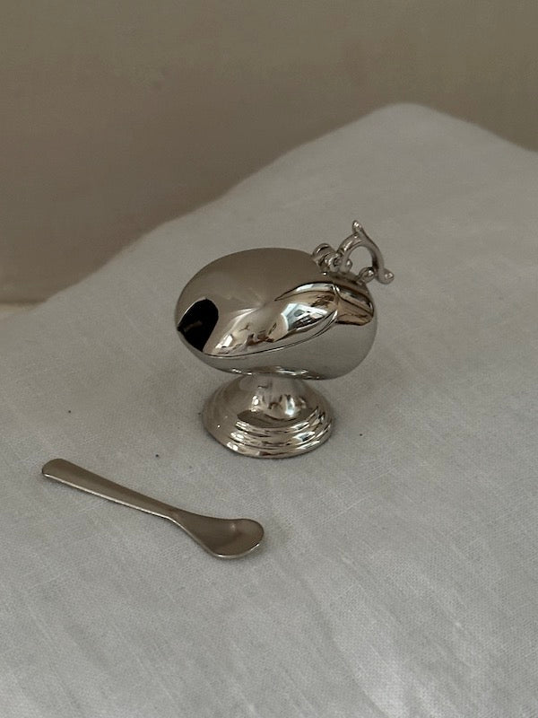 Bordeaux Nickel-Plated Small Sugar Bowl with Spoon