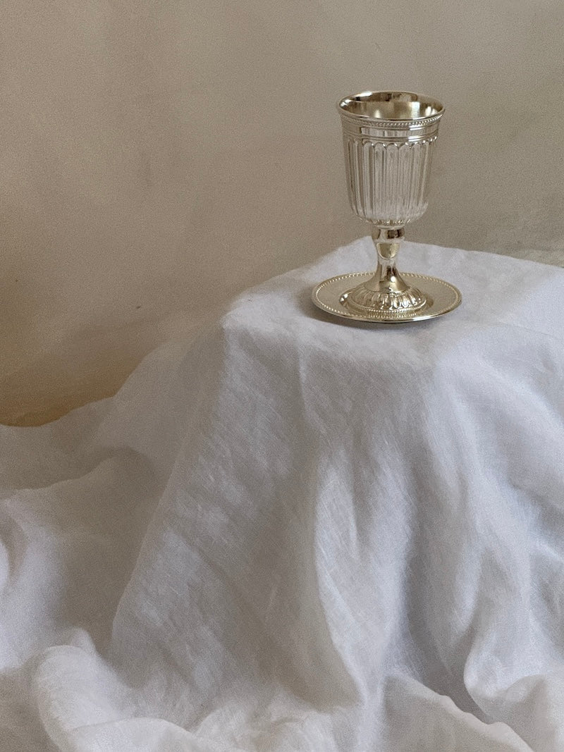 Sète Silver-Plated Striped Kiddush Cup with Matching Saucer