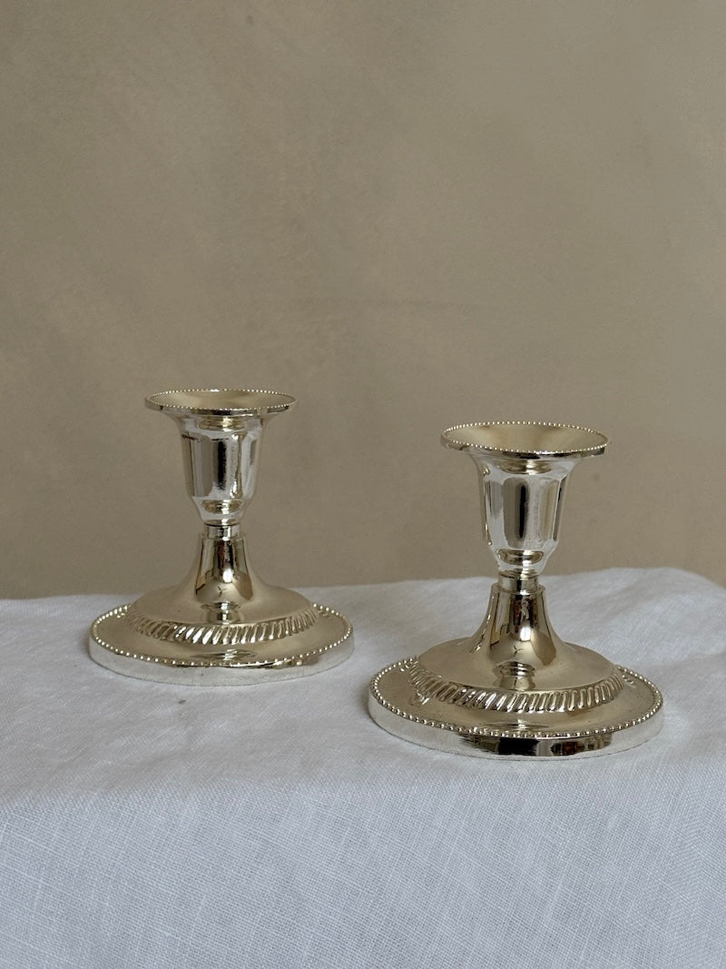 Umbria Set of Low Silver-Plated Candlesticks