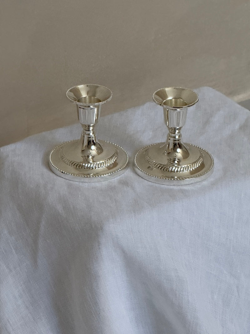 Umbria Set of Low Silver-Plated Candlesticks
