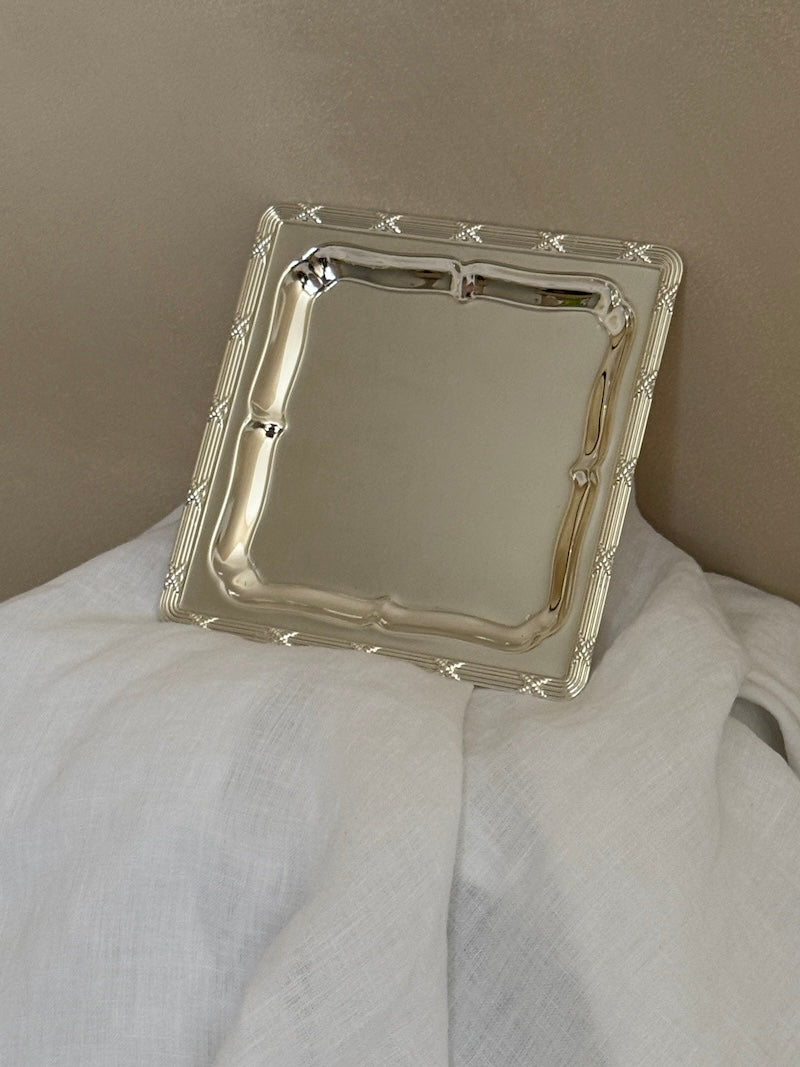 Château Small Square Silver-Plated Tray with Delicate Embellishments