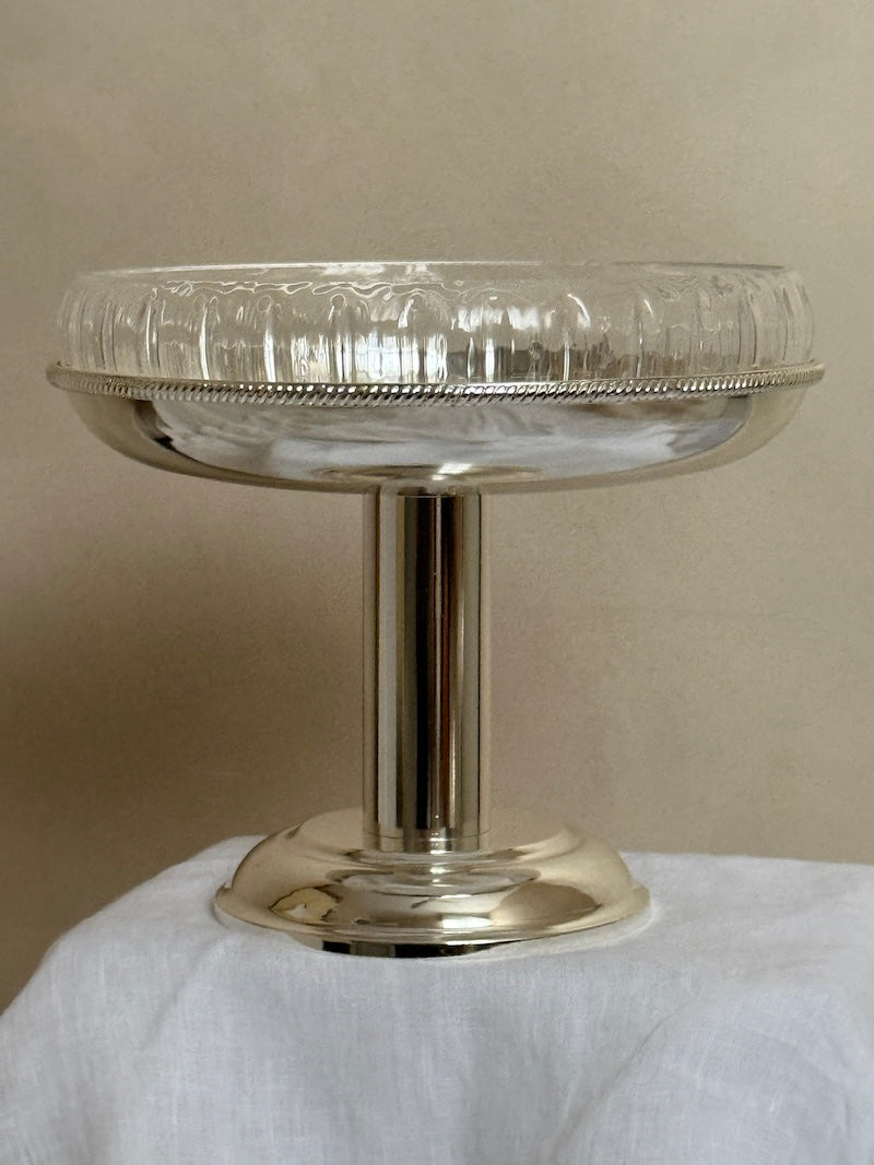 Medium Umbria Silver-Plated Stand Serving Bowl with Glass Bowl