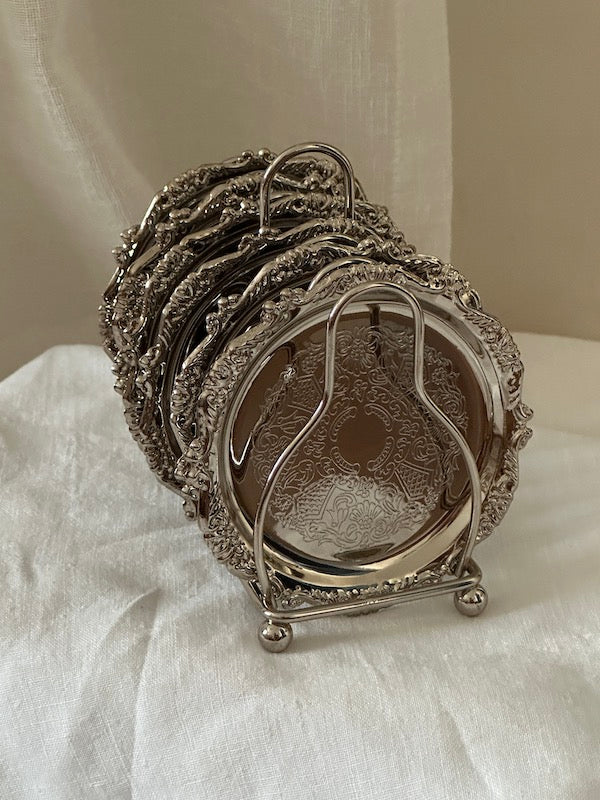 Bénouville Set of 6 Silver-Plated Coasters with Stand