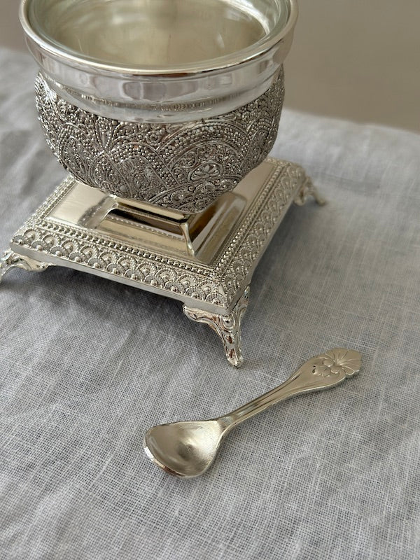 Toulouse Silver-Plated Salt Serving Dish with Spoon
