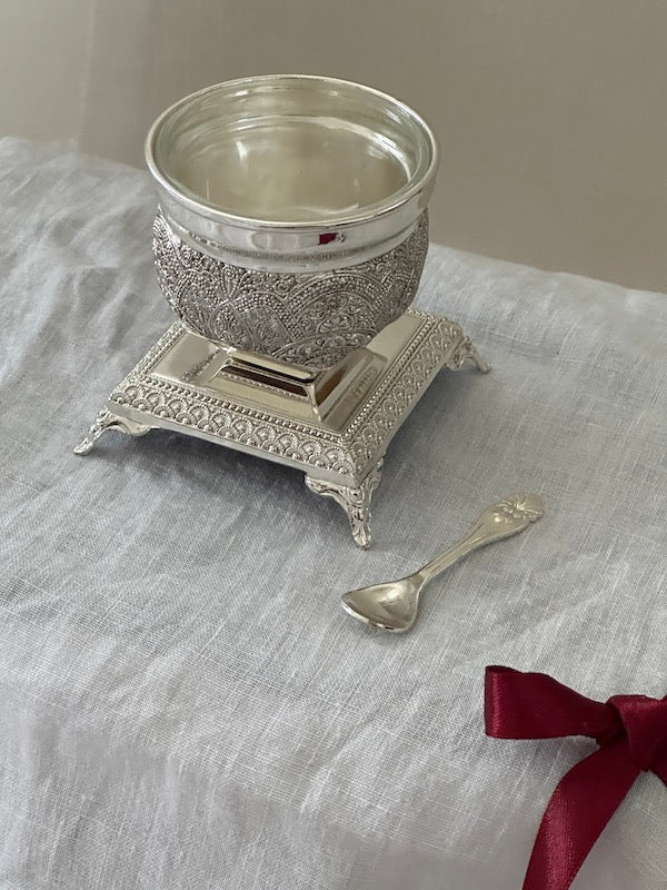 Toulouse Silver-Plated Salt Serving Dish with Spoon