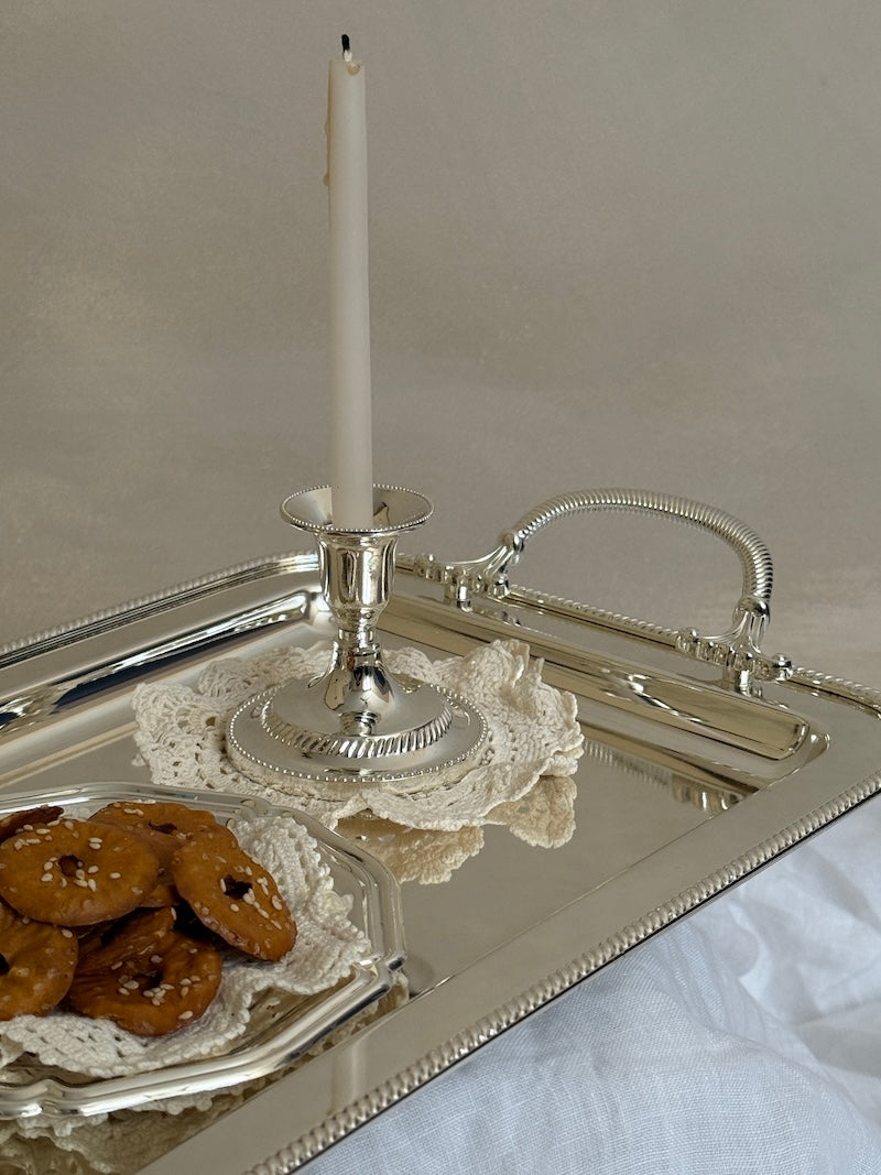 Umbria Set of Low Silver-Plated Candlesticks