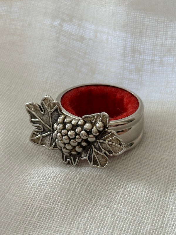 Bordeaux Silver-Plated Wine Bottle Ring with Red Velvet