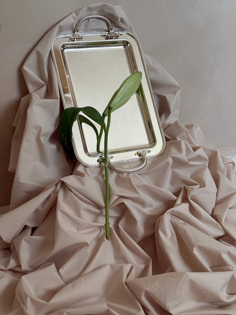 Umbria Medium Rectangular Silver-Plated Tray with Handles