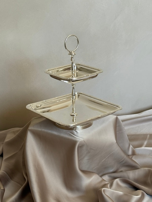 Château Two-Tier Square Silver-Plated Stand