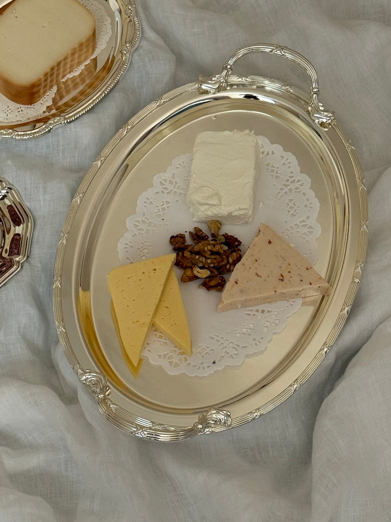 Château Oval Silver-Plated Tray with Handles