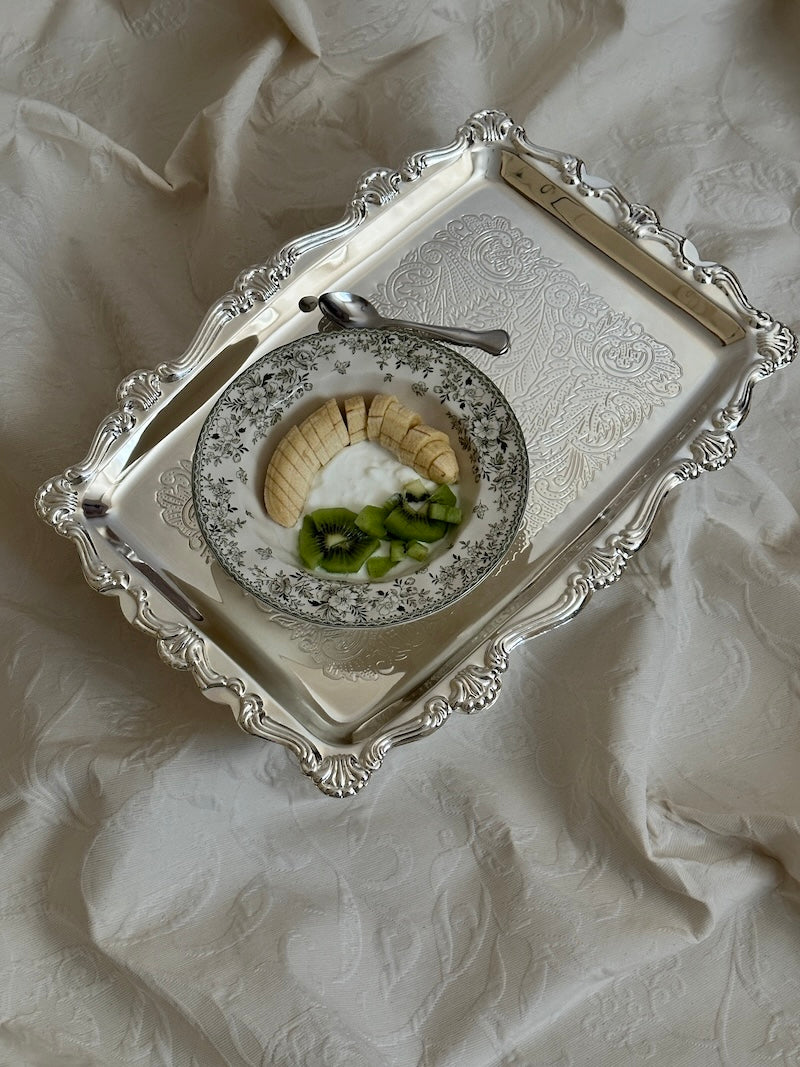 Large Sea Shell Nickel-Plated Tray with Shell Décor
